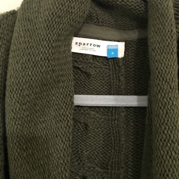 Sparrow Anthropologie open olive green cardigan size small E - Picture 5 of 6